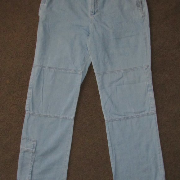 RETRO STYLE BOYFRIEND JEANS-VELCRO CLOSE LARGE POCKET LOOSE FIT-LIGHT BLUE-T.H. - Picture 5 of 13